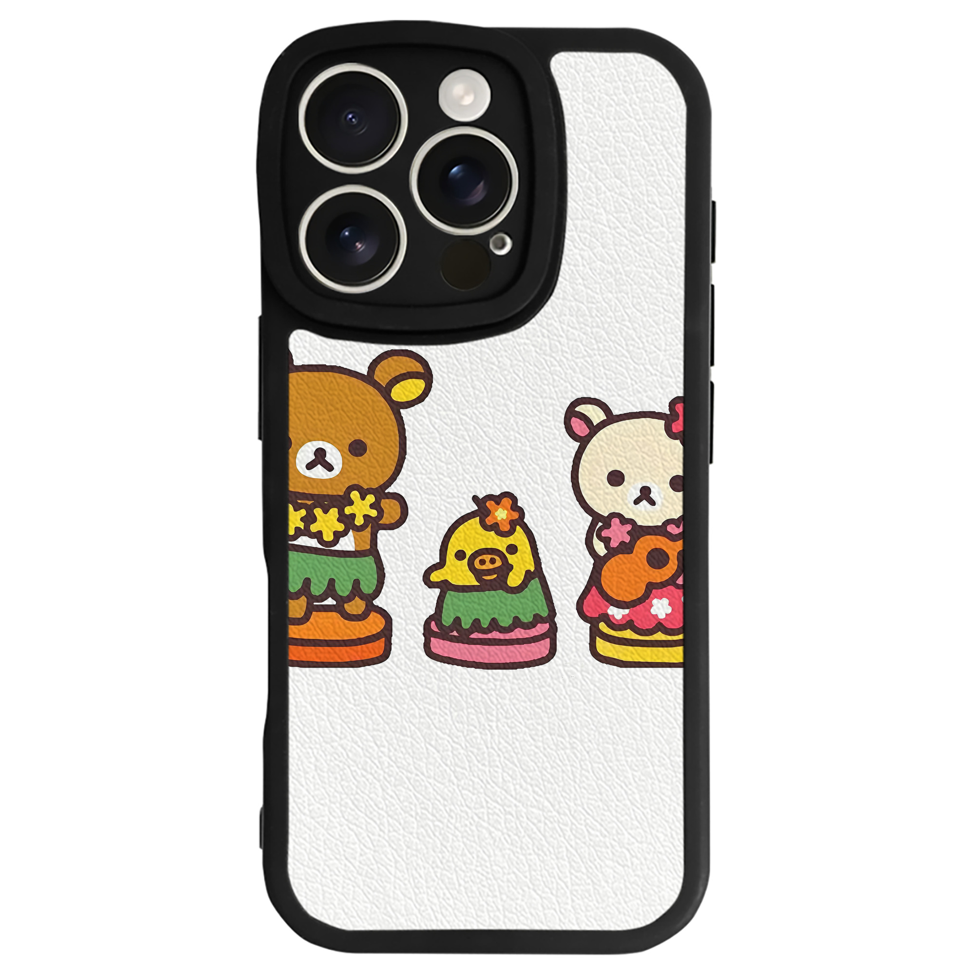 （画像用） リラックマ リラックマ キイロイトリ Rilakkuma Korilakkuma Kiiroitori 【iPhone 16シリーズ対応】シリコンスマホケース（レザー調） 材質：シリコン
